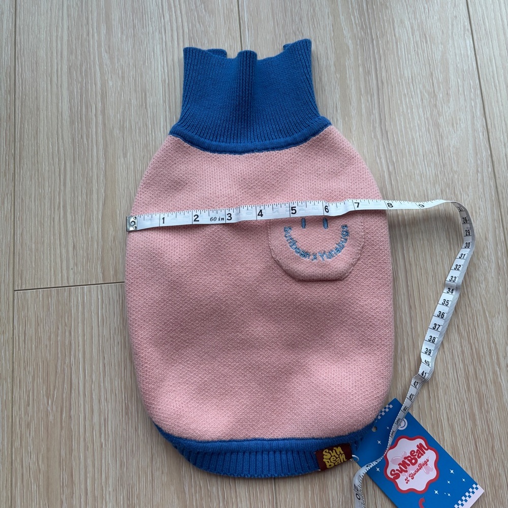 SUNBEAN Pink and Blue polo pullover Dog Sweater - size S - Picture 4 of 7